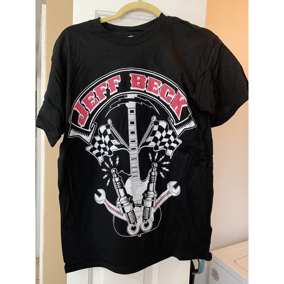 Jeff Beck 2014 World Tour Double Sided w Tour Stops Black T-Shirt Sz L NOS - Picture 1 of 4